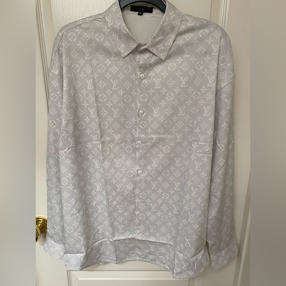 Louis Vuitton Light Gray Monogram Button-Down Shirt